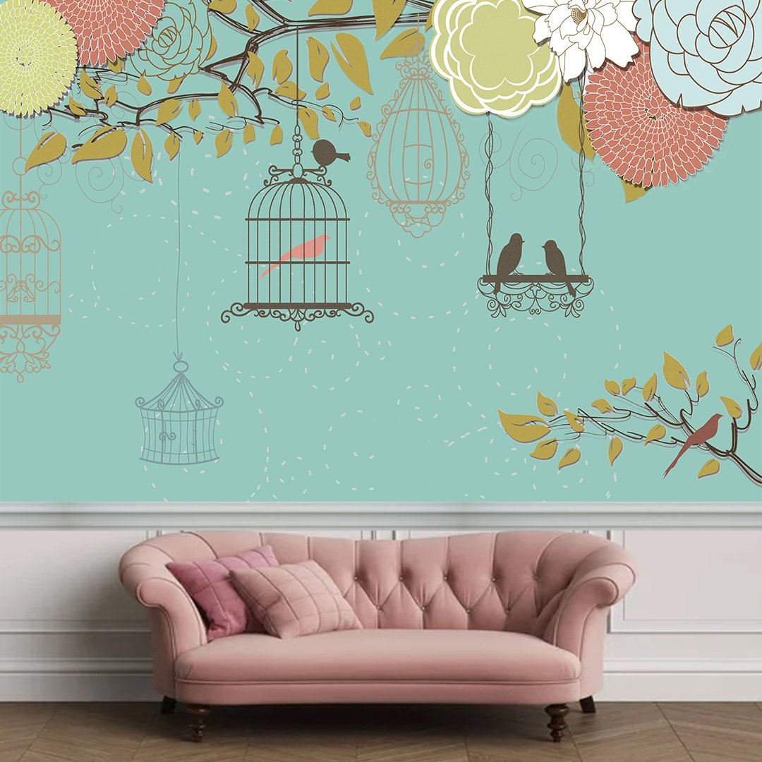 3D Floral Wall Hanging Wallpaper DDS178