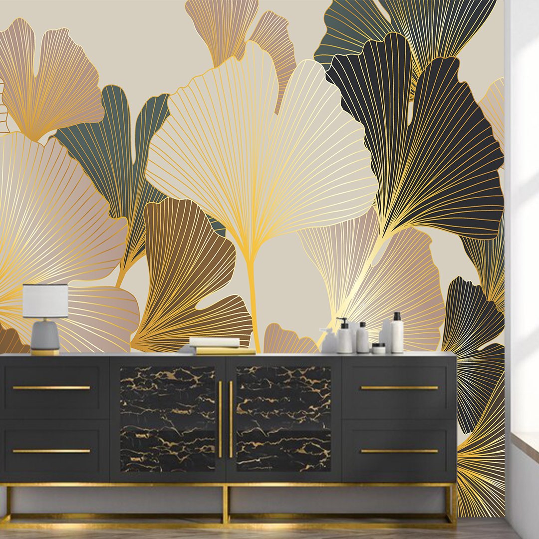 Luxurious 3D Leaf Wallpaper DDS358 2