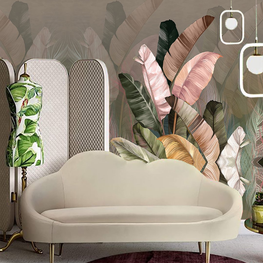 Luxurious 3D Leaf Wallpaper DDS443 2