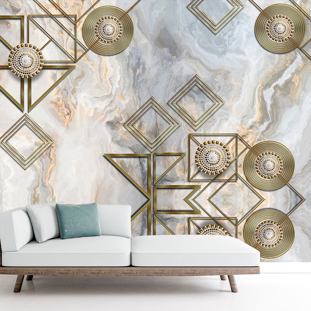 3D Geometric and Circle Wallpaper DDS099